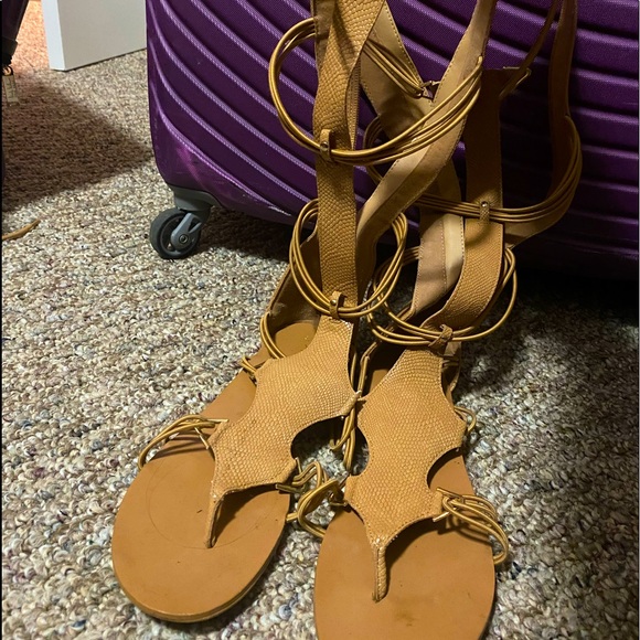 Tall Brown Sandals - Picture 1 of 3